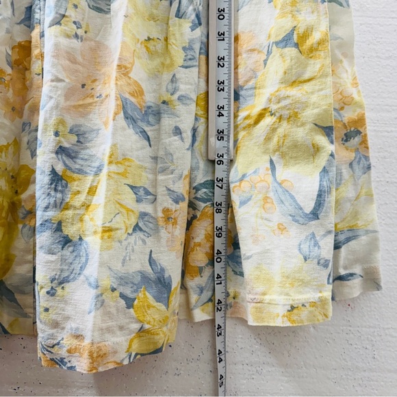 Abercrombie & Fitch Asymmetrical Tiered Maxi Dress Floral Linen Yellow Casual M - Picture 8 of 13